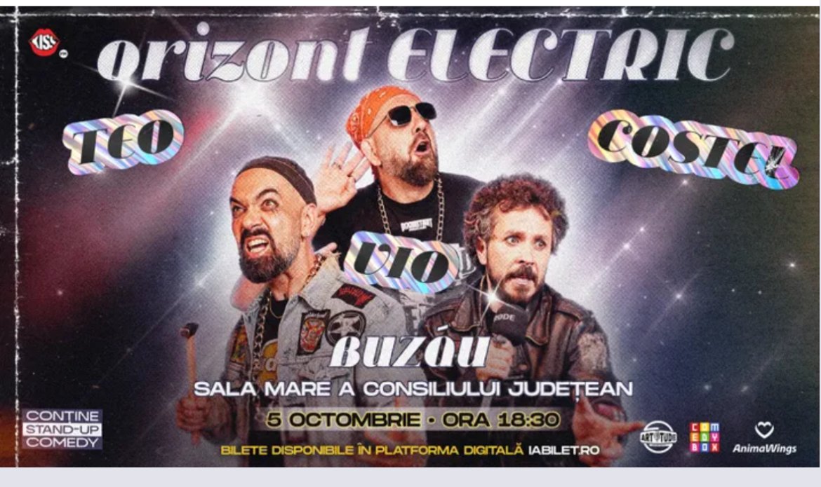 Teo, Vio și Costel – Orizont Electric” aduc stand-up comedy la Buzău