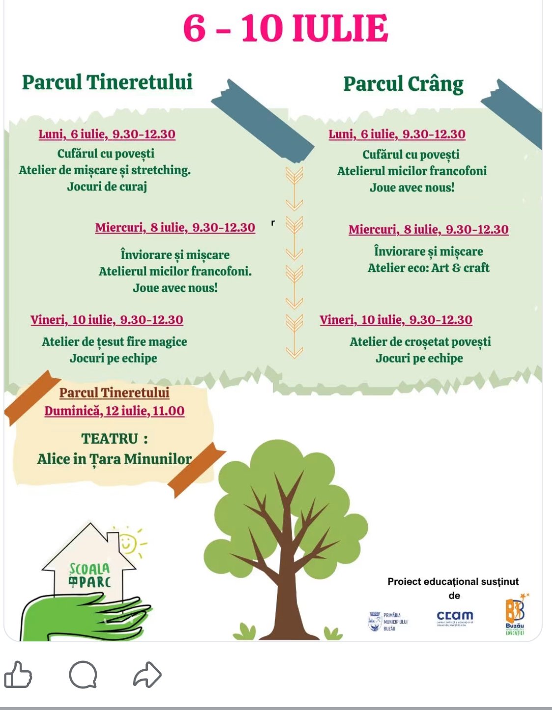 Școala din Parc – program săptămânal pentru copii (Buzău)