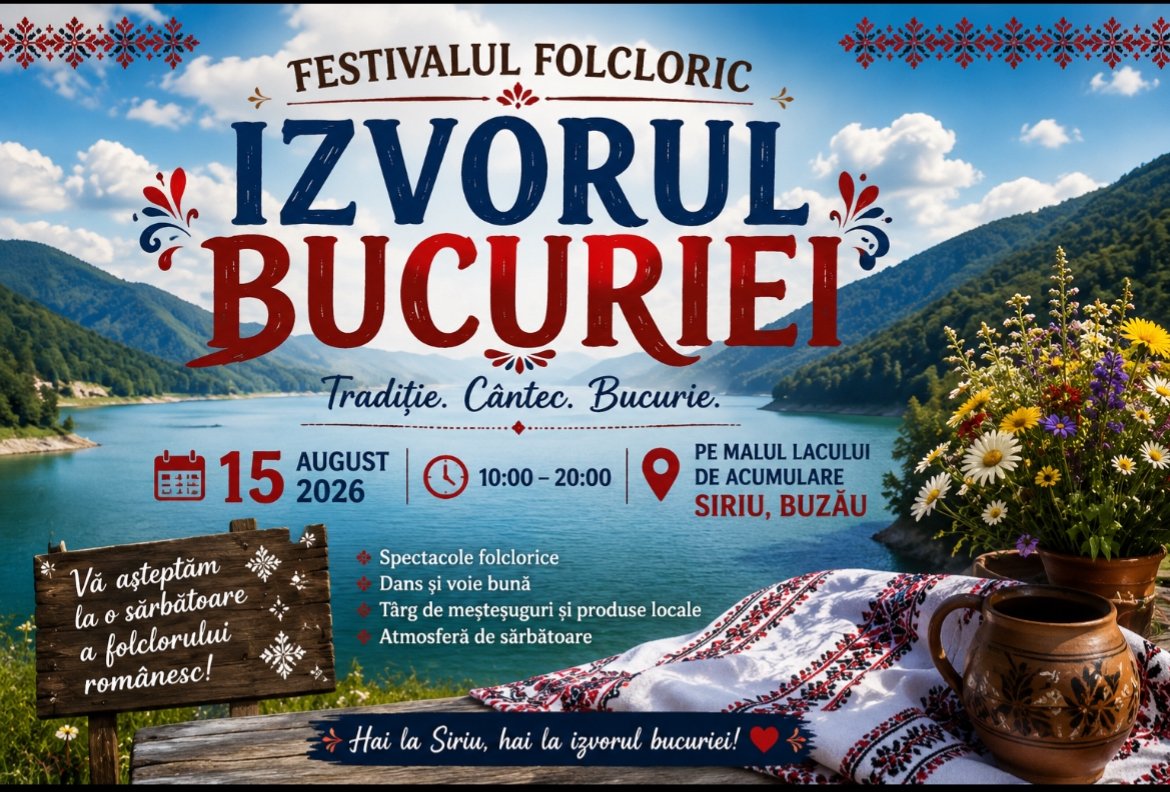 Festivalul Folcloric „Izvorul Bucuriei” – sărbătoare de tradiție pe malul Lacului Siriu