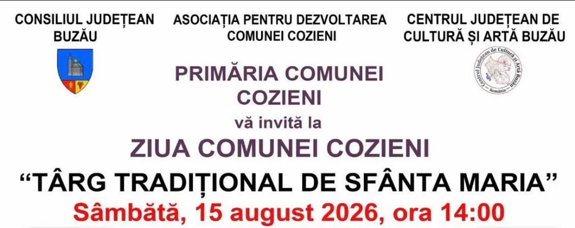 Ziua Comunei Cozieni 2026: Târgul Tradițional de Sfânta Maria aduce zeci de artiști și ansambluri folclorice